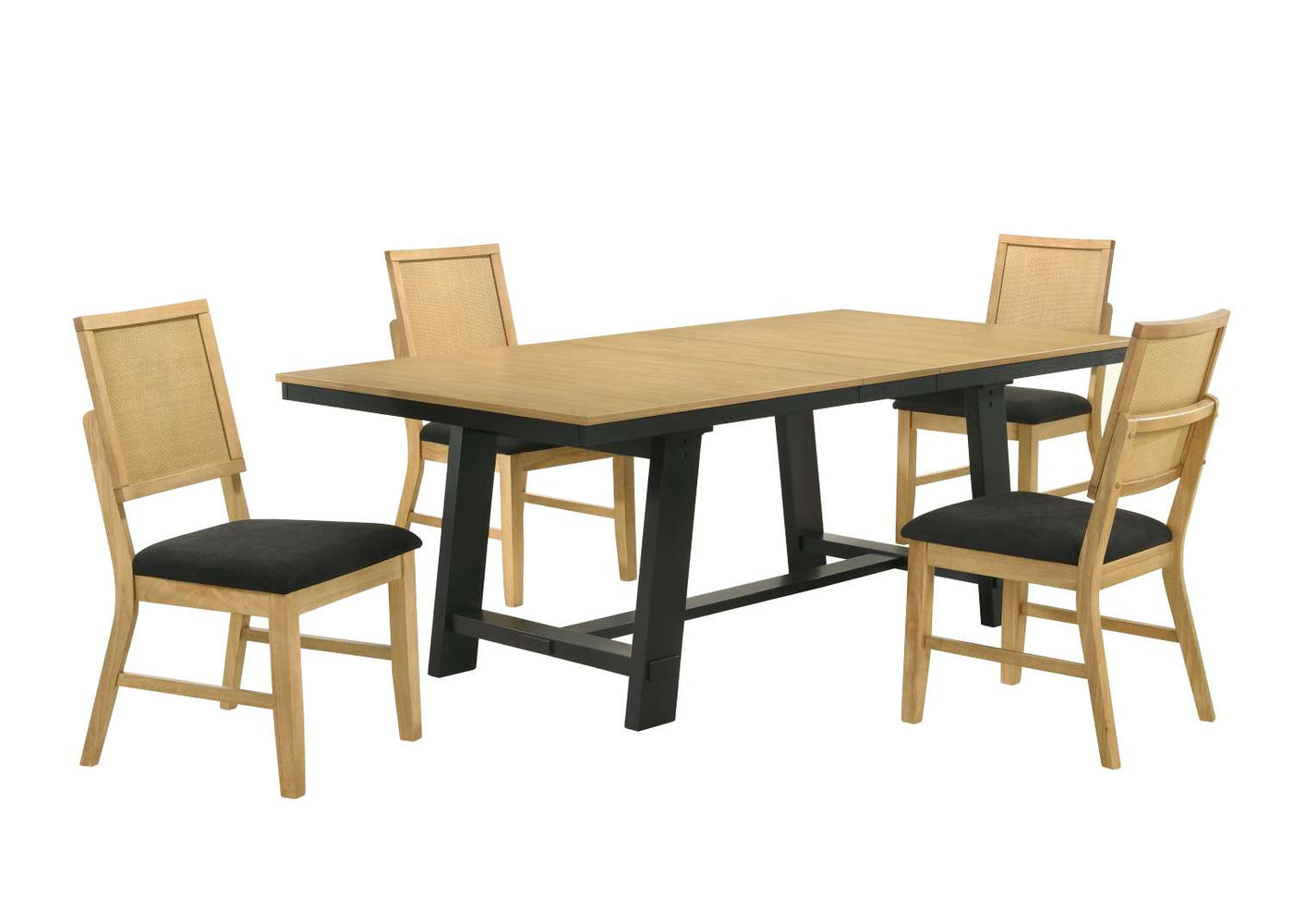 Madelyn 5-Piece Extendable Dining Set - Natural Pine, Black