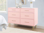 Valerie Glam 6-Drawer Dresser - Light Pink
