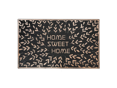Capacho Rubber Home Sweet Home Leaves Door Mat - Bronze