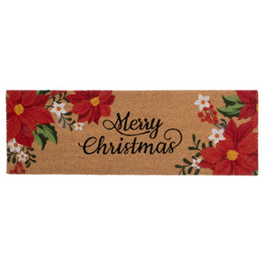 Capacho Coir Poinsettia Merry Christmas  Door Mat - Multi-Colour