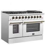 Forno Galiano 48" White Freestanding Double Oven Gas Range (6.58 Cu. Ft.) - FFSGS6244-48WHT