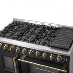 Forno Galiano 48" Black Freestanding Double Oven Gas Range (6.58 Cu. Ft.) - FFSGS6444-48BLK