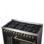 Forno Galiano 48" Black Freestanding Dual Fuel Double Oven Range with True Convection (6.58 Cu. Ft.) - FFSGS6356-48BLK