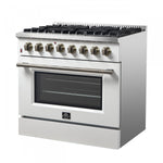 Forno Galiano 36" White Dual Fuel Range with True Convection (5.36 Cu. Ft.) - FFSGS6156-36WHT