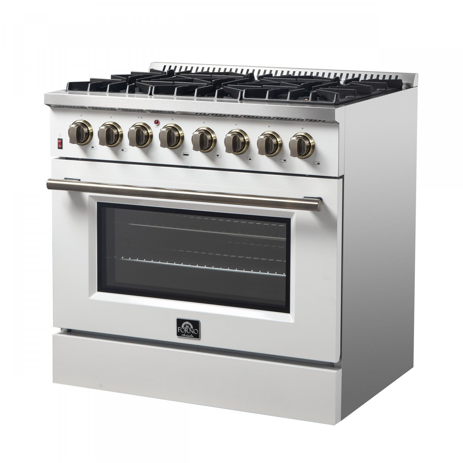 Forno Galiano 36" White Dual Fuel Range with True Convection (5.36 Cu. Ft.) - FFSGS6156-36WHT