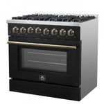 Forno Galiano 36" Black Dual Fuel Range with True Convection (5.36 Cu. Ft.) - FFSGS6156-36BLK