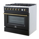 Forno Marco 36" Black Freestanding Gas Range (5.36 Cu. Ft.) - FFSGS6277-36BLK