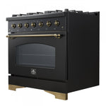 Forno Antico 36" Black Freestanding Gas Range (4.5 Cu. Ft.) - FFSGS6219-36BLK