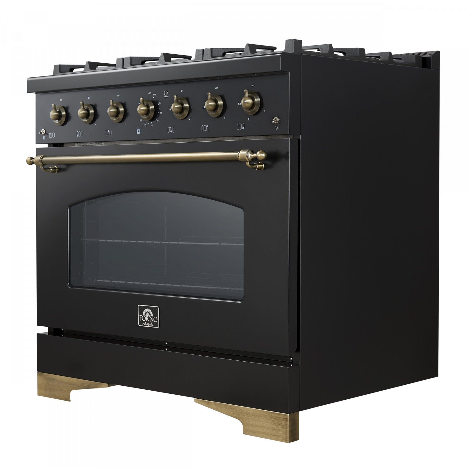 Forno Antico 36" Black Freestanding Gas Range (4.5 Cu. Ft.) - FFSGS6219-36BLK