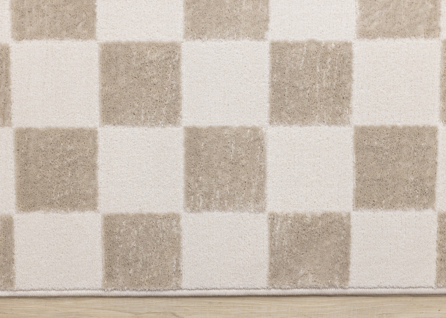 Logan Modern Checkered Area Rug - 8' X 11' - Beige/Cream