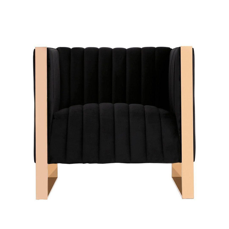 Adulis Velvet Accent Chair - Black