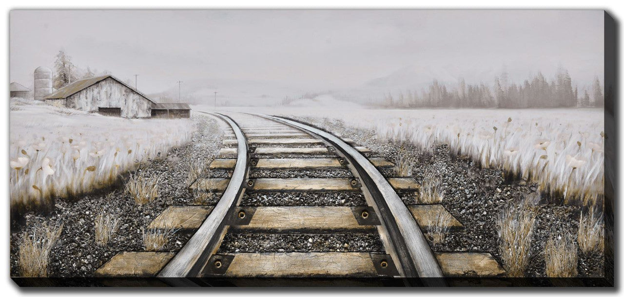 Tracks to Home Wall Art - Light Brown/White - 71 X 32