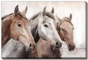 Three Horses Wall Art - Light Brown - 48 X 32