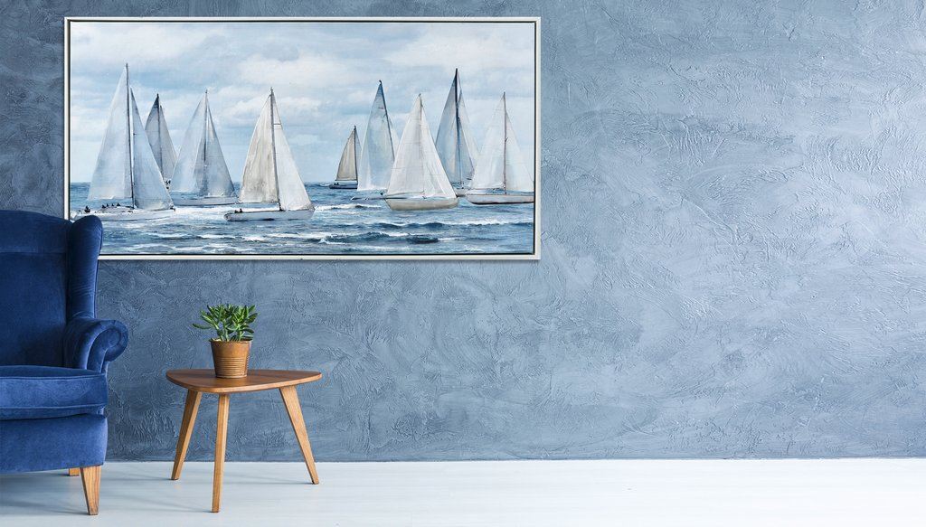 Passing By Wall Art - Blue - 57 X 29