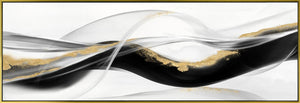 Black and Gold Wave Wall Art - Gold/Black/White - 61 X 21