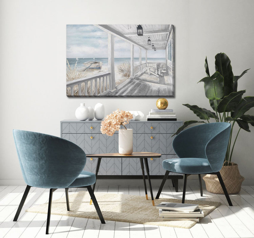 Coastal Bliss Wall Art - White/Blue - 36 X 24