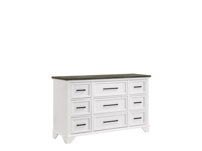 Abigail Bureau 9 tiroirs – blanc et gris