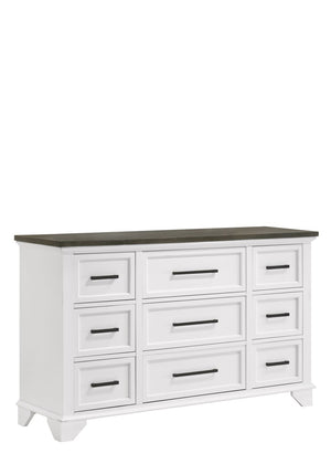 Abigail Bureau 9 tiroirs – blanc et gris