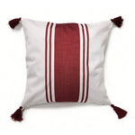 Garden Party Outdoor Decorative Accent Cushion with Tassels - Red, White