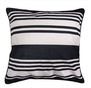 Garden Party Coussin décoratif d’extérieur – noir, bande blanche