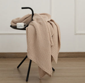 Charme rustique Jeté 50 po x 60 po en maille torsadée – beige, rouille 