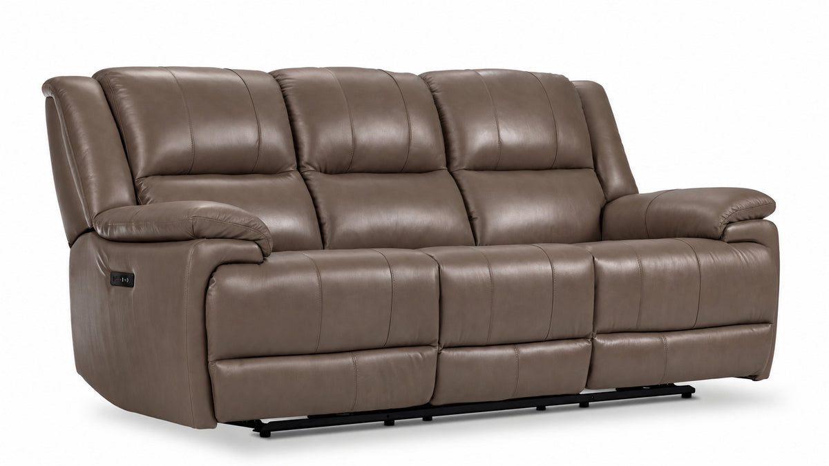 Allie Leather Dual Power Reclining Sofa and Loveseat Set - Mocha