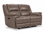 Allie Leather Dual Power Reclining Sofa and Loveseat Set - Mocha