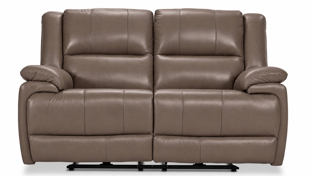 Allie Leather Dual Power Reclining Loveseat - Mocha