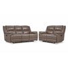 Allie Ens. Sofa et causeuse inclinables électriques à double inclinaison en cuir – moka