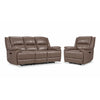 Allie Ens. Sofa et fauteuil inclinables électriques à double inclinaison en cuir – moka