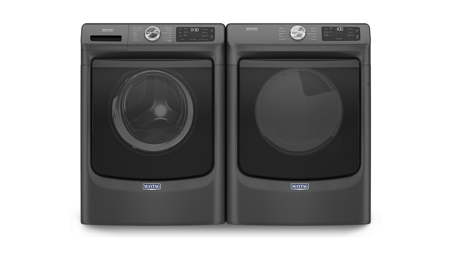 Maytag Volcano Black Front-Load Washer (5.5 cu. ft.) & Gas Dryer (7.3 cu. ft.) - MHW6630MBK/MGD5630MBK