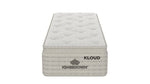 Front view of Kingsdown Atmosphere Firm Euro Top 30 x 80 in Queen Split Mattress with tufted top and Kingsdown Kloud branding