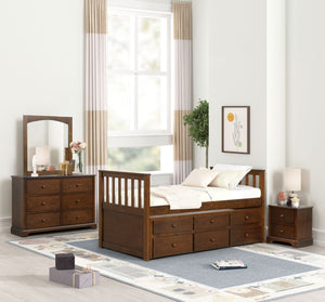 Trudy Chambre à coucher avec rangement 6 mcx simple avec lit gigogne – expresso