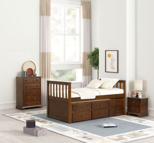 Trudy Chambre à coucher avec rangement 5 mcx simple avec lit gigogne – expresso