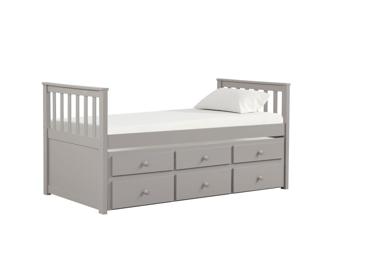 Trudy 3-Piece Twin Captain Bed with Trundle - Grey