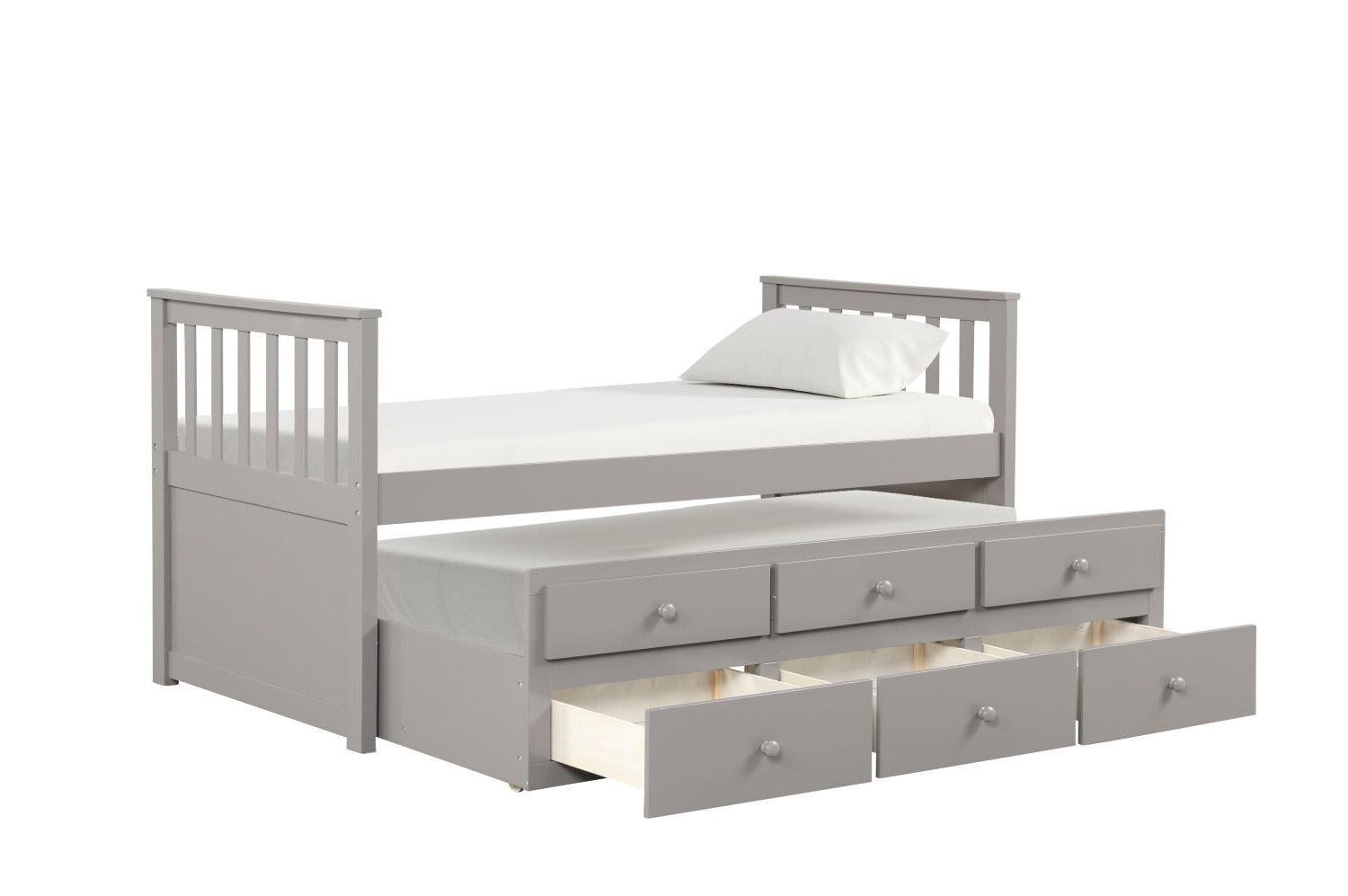 Trudy 3-Piece Twin Captain Bed with Trundle - Grey
