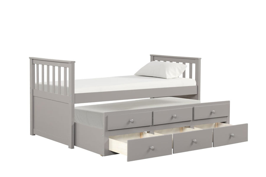 Trudy 3-Piece Twin Captain Bed with Trundle - Grey