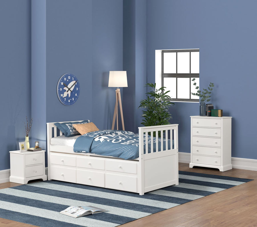 Trudy 5-Piece Twin Captain Bedroom Package with Trundle - White