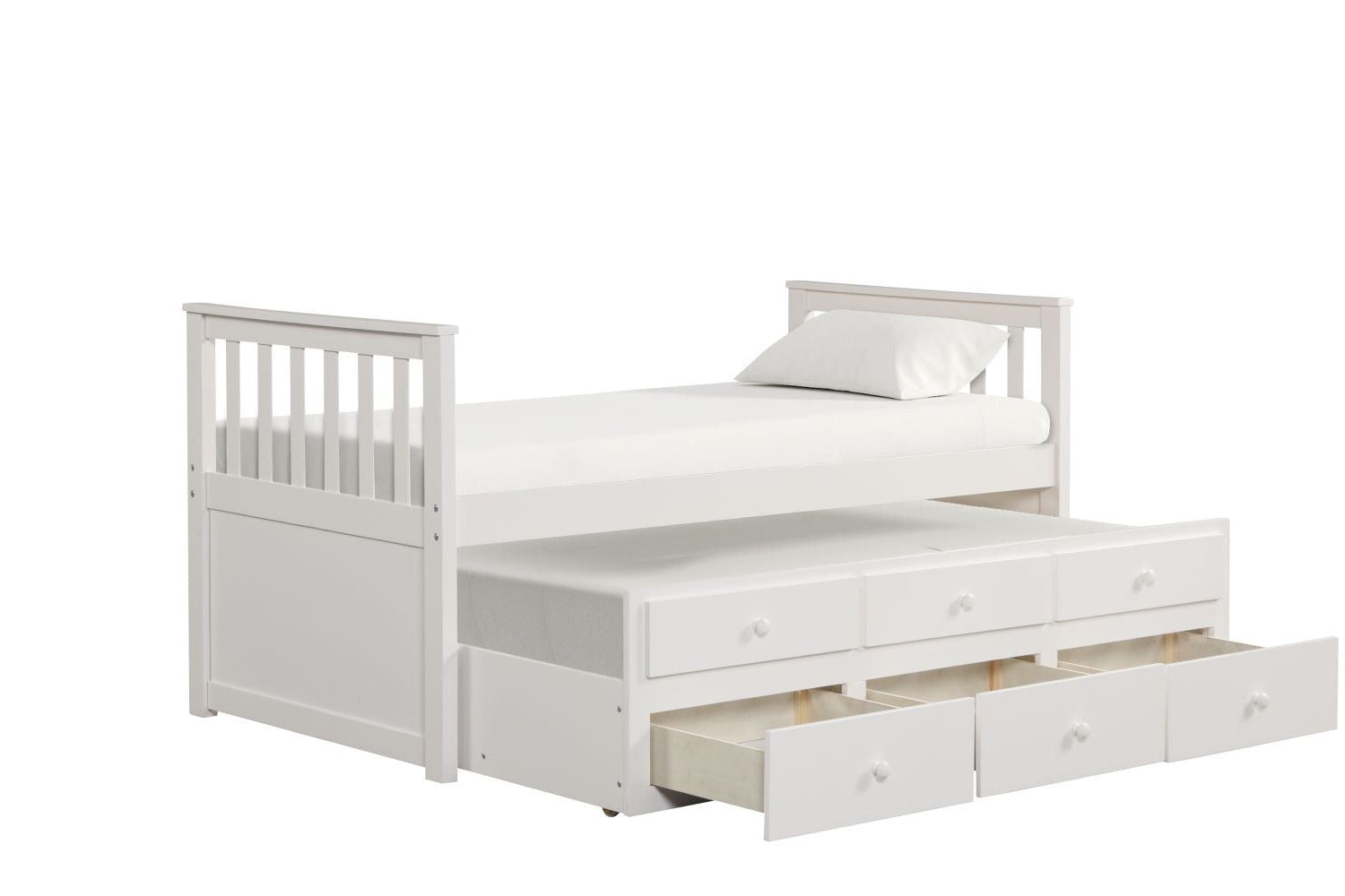 Trudy 6-Piece Twin Captain Bedroom Package with Trundle - White