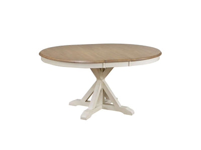 Barrie Table de salle à manger ronde avec rallonge - blanc, brun
