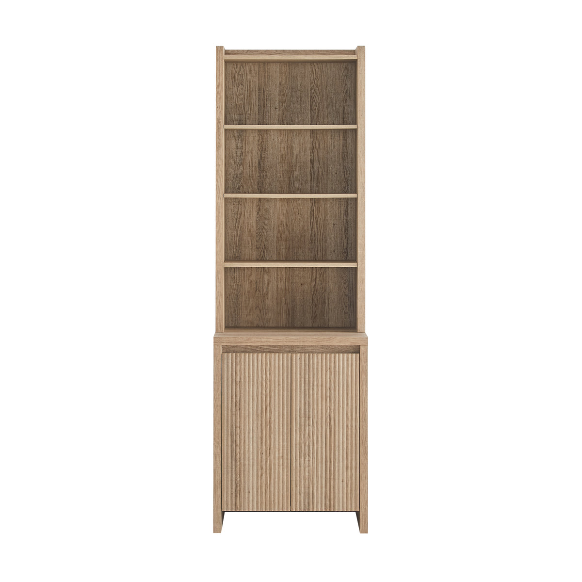 Malina Fluted Bookcase - Light Natural Oak