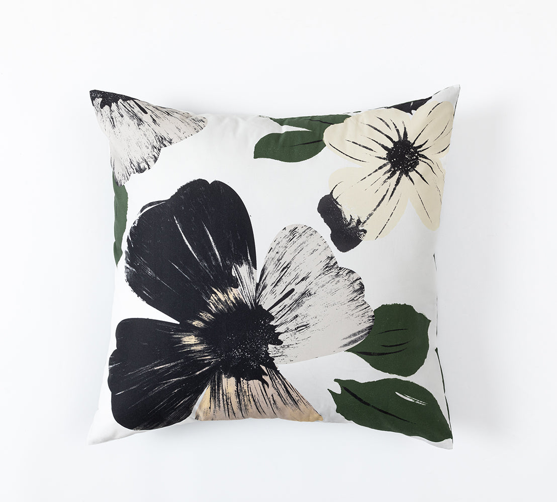 In Full Bloom 5-Piece King Comforter Set - White, Green, Black