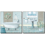 Blue Powder Room Wall Art - Teal - 16 X 16 - Set of 2