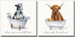 Bathtime Friends VII Wall Art - White/Black/Brown - 16 X 16 - Set of 2