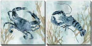 Undersea Catch Wall Art - Blue - 16 X 16 - Set of 2