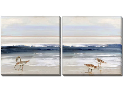 Surf Birds Wall Art - Blue - 16 X 16 - Set of 2