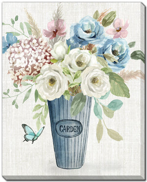 Garden Vase Wall Art - Blue/Green/White - 16 X 20
