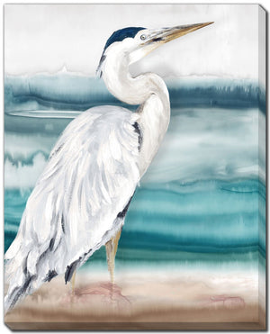 Shoreside Heron I Wall Art - White/Teal - 16 X 20