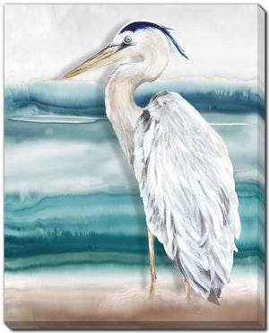 Shoreside Heron II Wall Art - White/Teal - 16 X 20