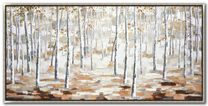 Autumn Forest Wall Art - Light Brown/White - 57 X 29
